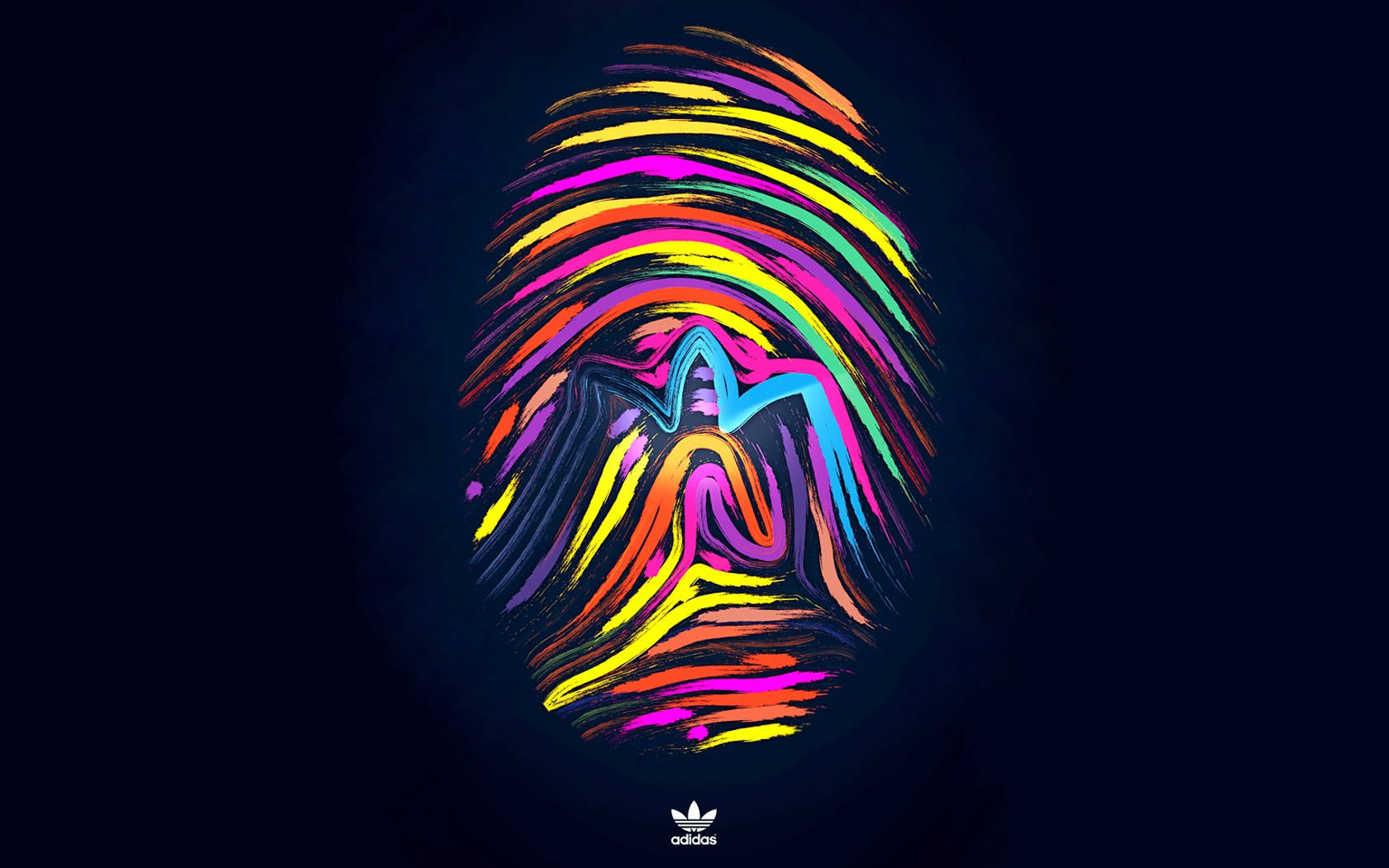 Adidas, colorful fingerprint, neon rainbow colors, HD Desktop Wallpaper