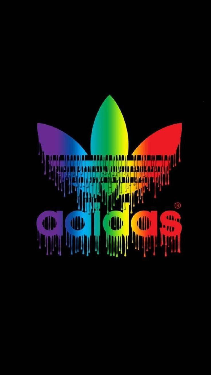 Adidas, rainbow logo, black background, HD Phone Wallpaper