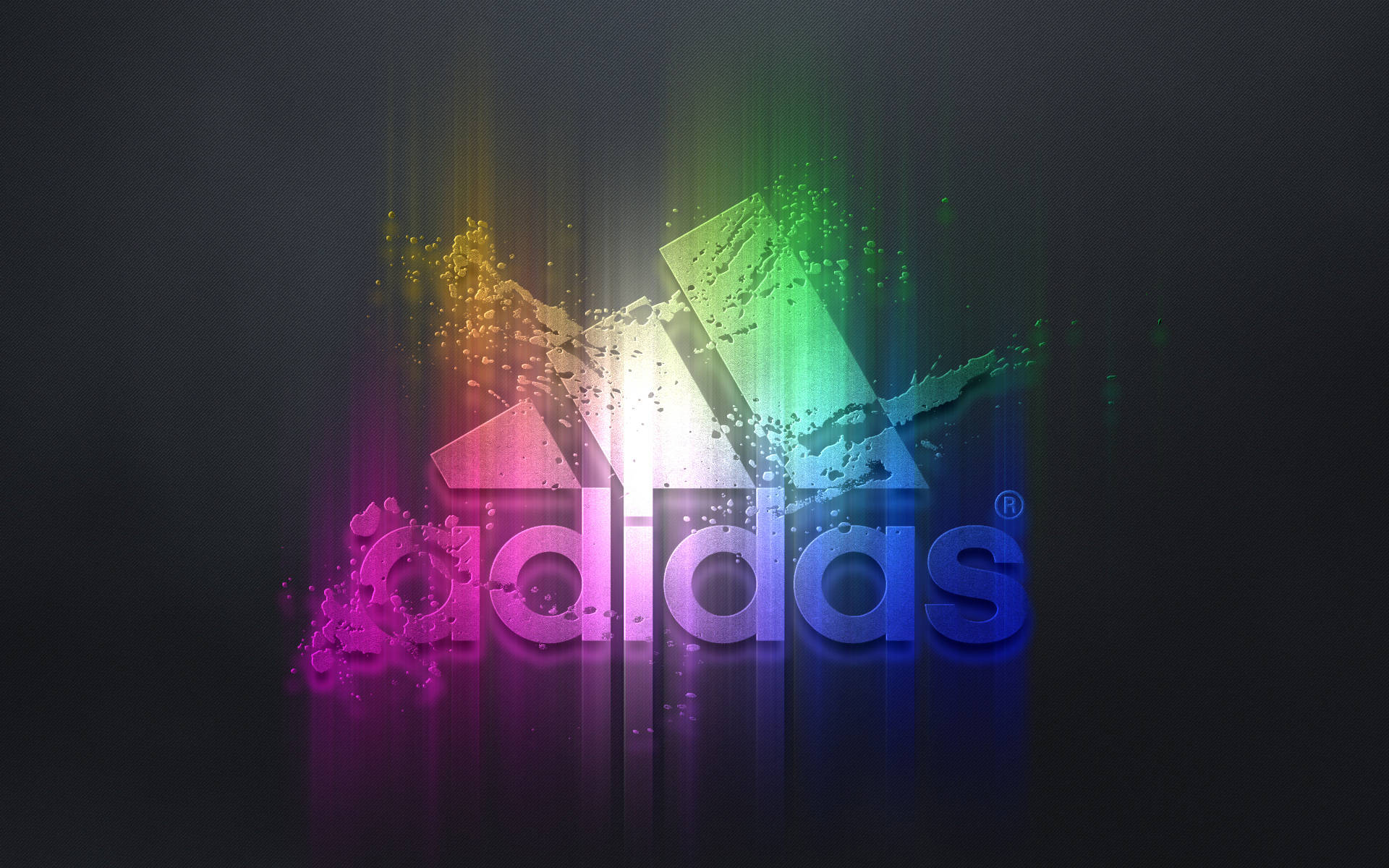Adidas logo, neon squirts, vibrant rainbow light particles, Full HD Desktop Wallpaper