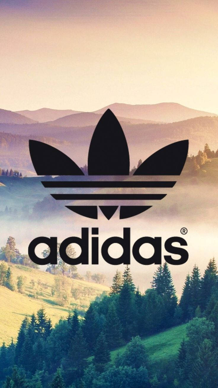Adidas, black Adidas logo, misty mountain valley, HD Phone Wallpaper