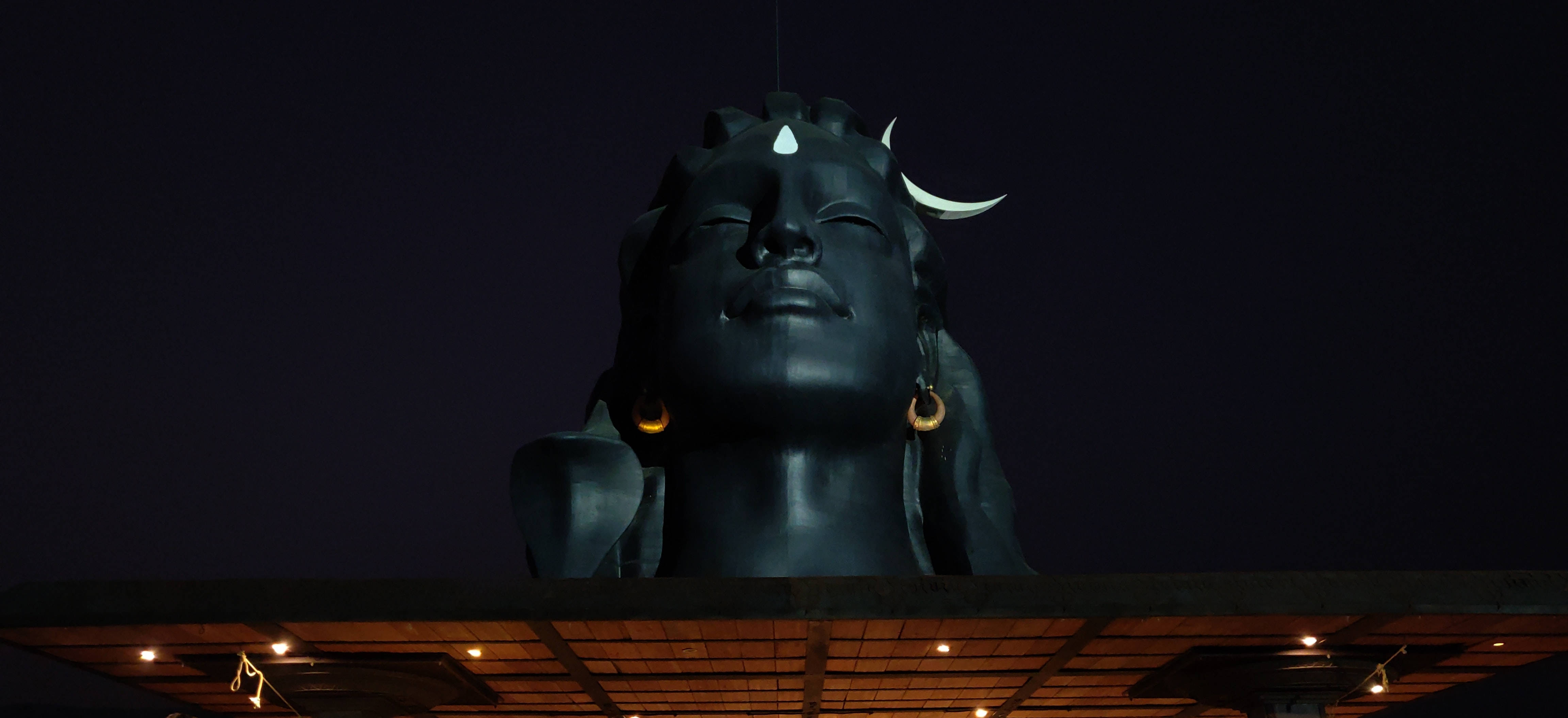 Adiyogi Shiva, crescent moon, third eye, 4K Desktop Wallpaper