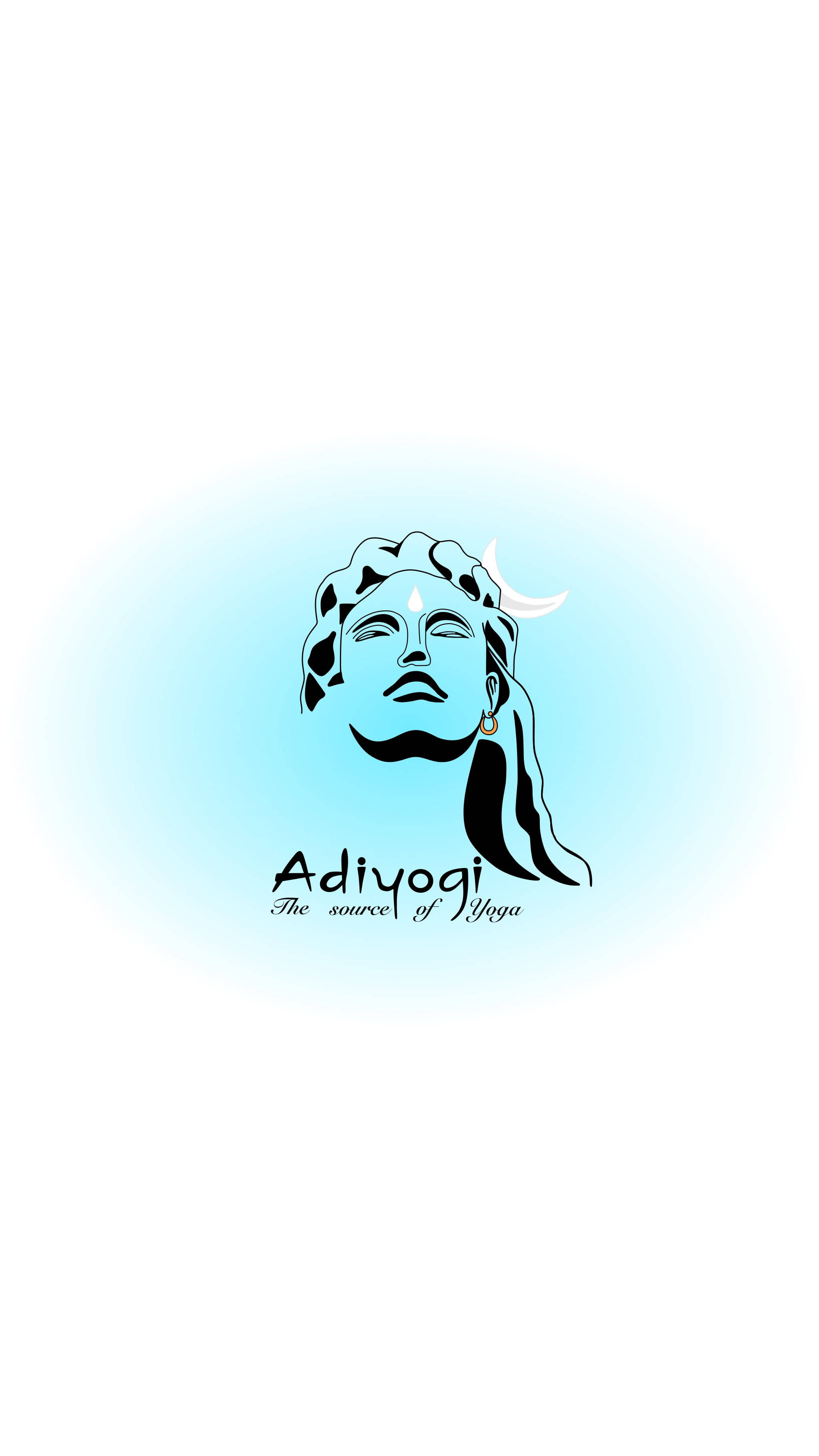 Adiyogi, crescent moon, blue-toned, 2K Phone Wallpaper