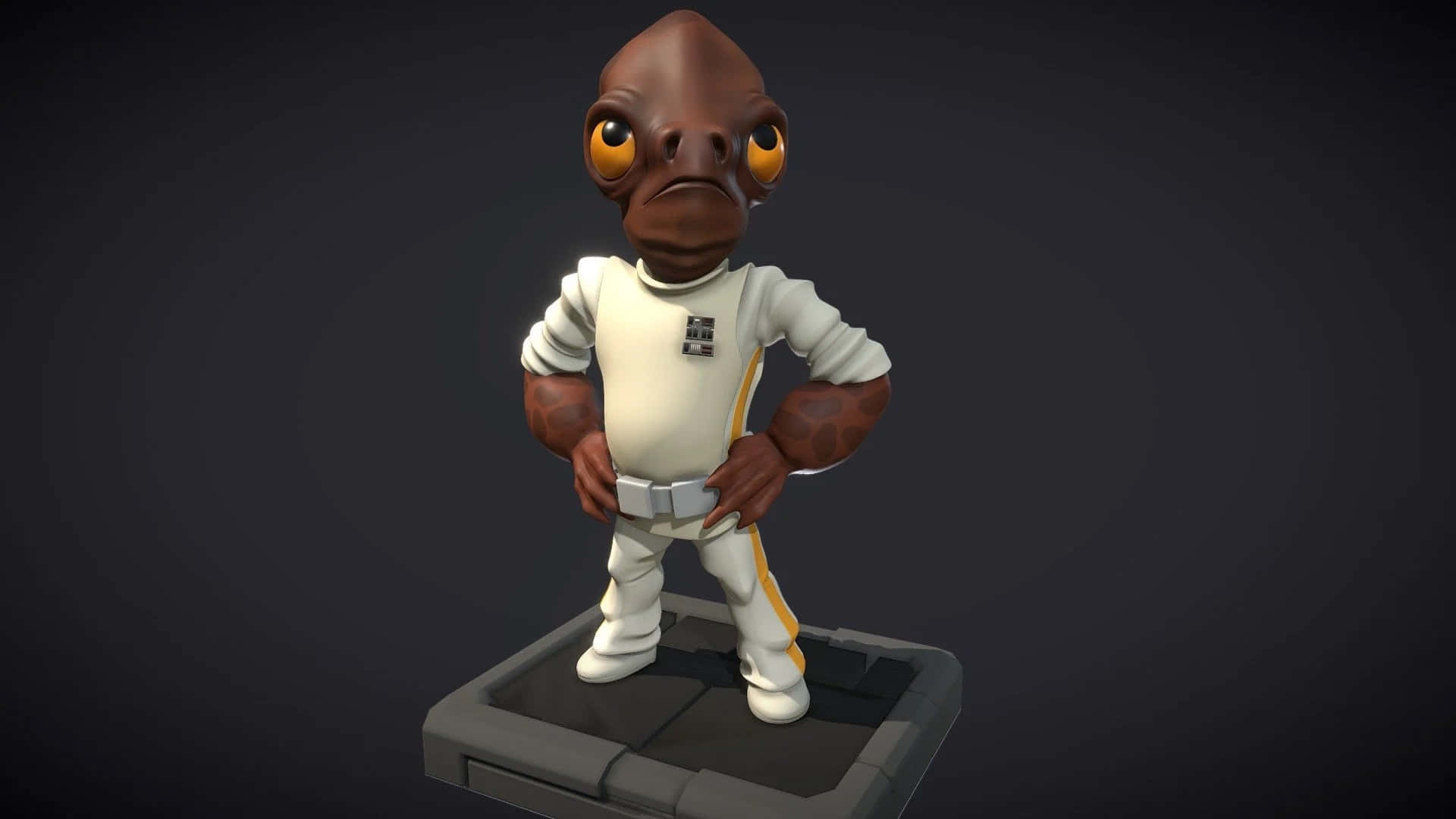 Admiral Ackbar, 3d-rendered, large orange eyes, Full HD Desktop Wallpaper