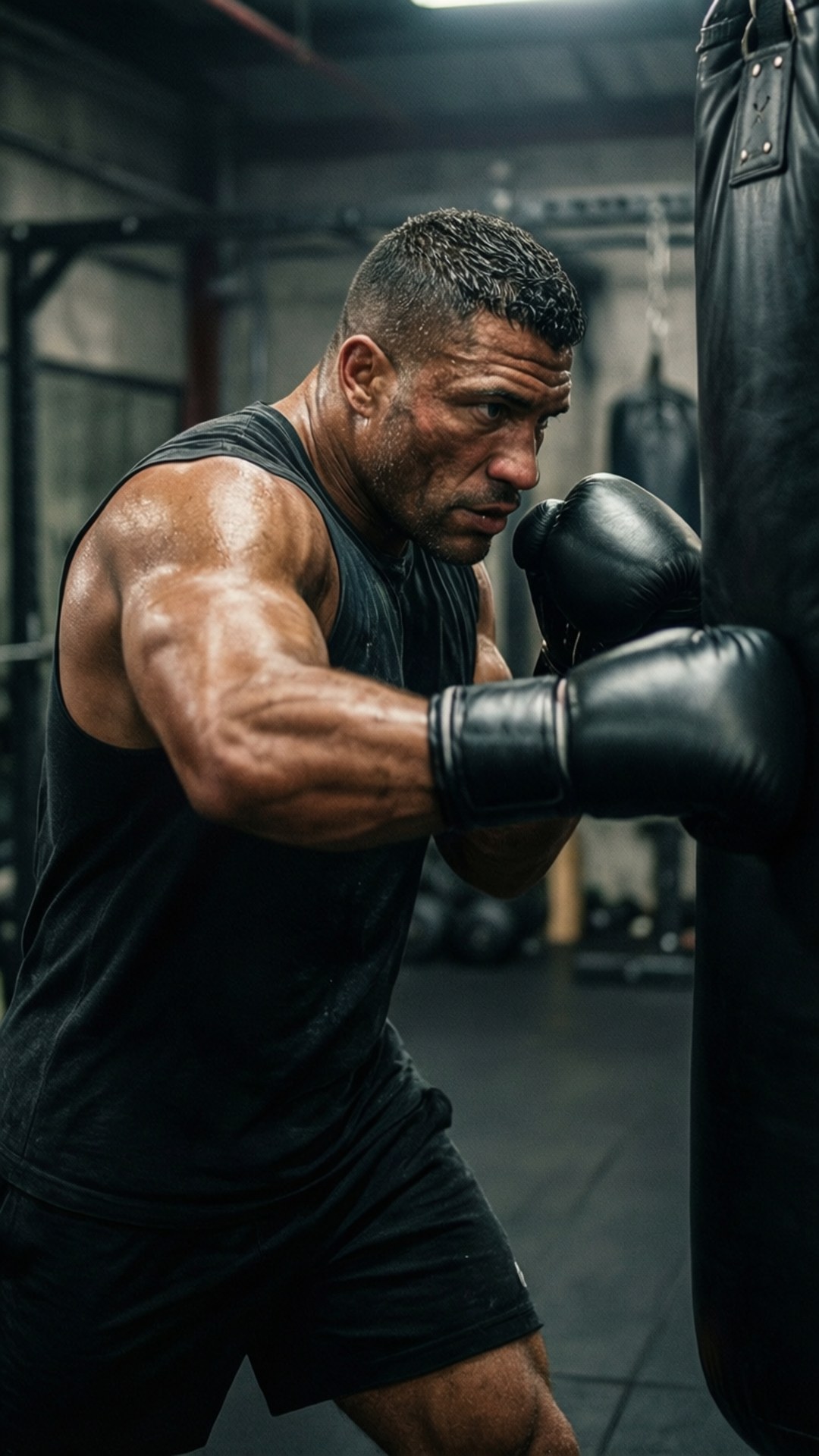 Adonis Creed, heavy bag, dimly lit gym, Full HD Phone Wallpaper