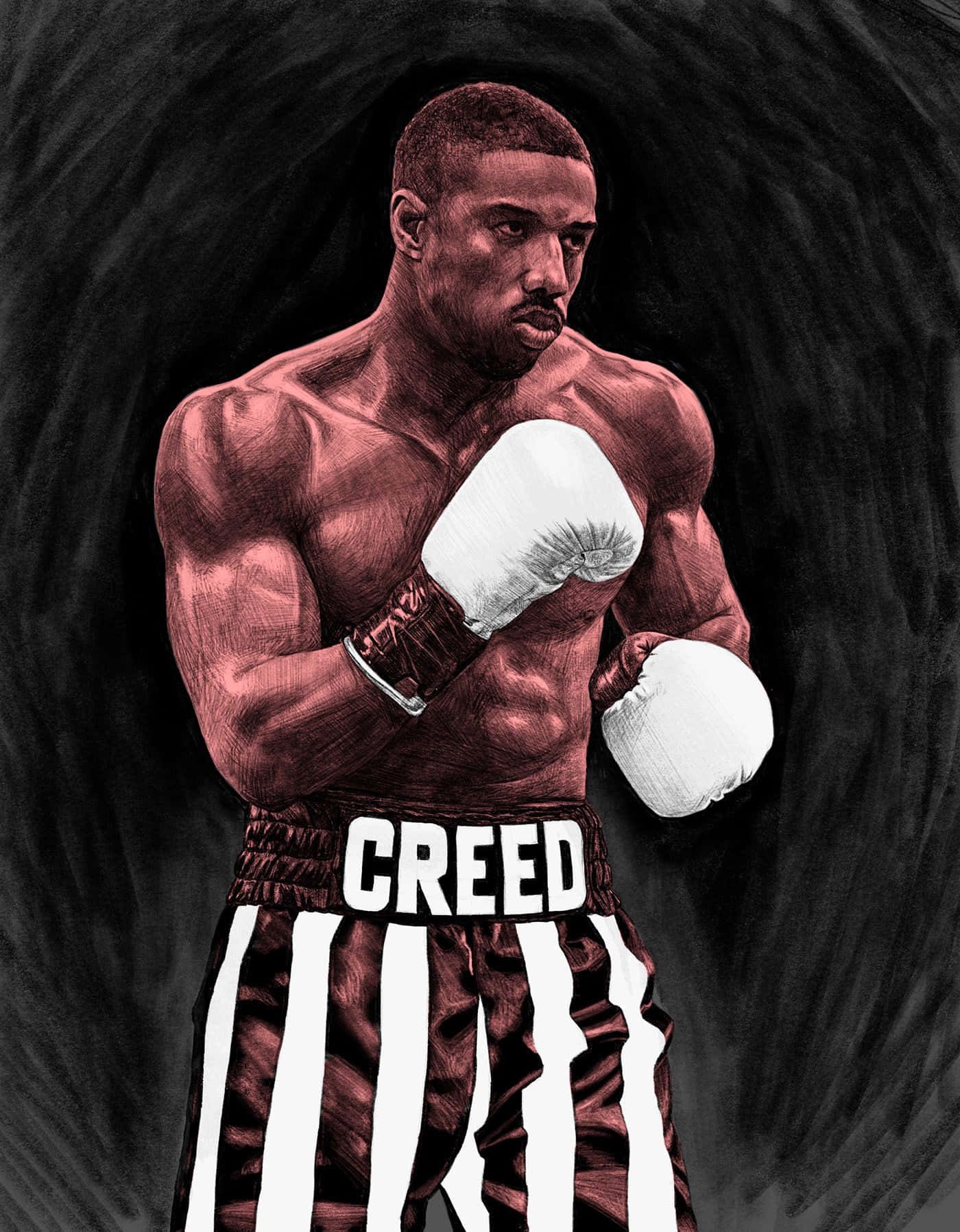 Adonis Creed, red and white striped trunks, CREED, HD Phone Wallpaper