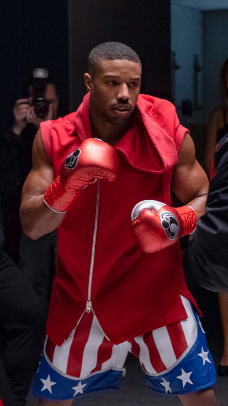 Adonis Creed, red sleeveless top, star-spangled shorts, HD Phone Wallpaper