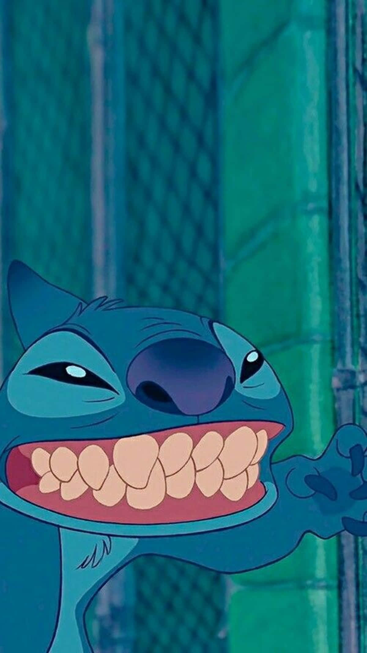 Adorable Stitch, blue cartoon alien, big teeth, Full HD Phone Wallpaper