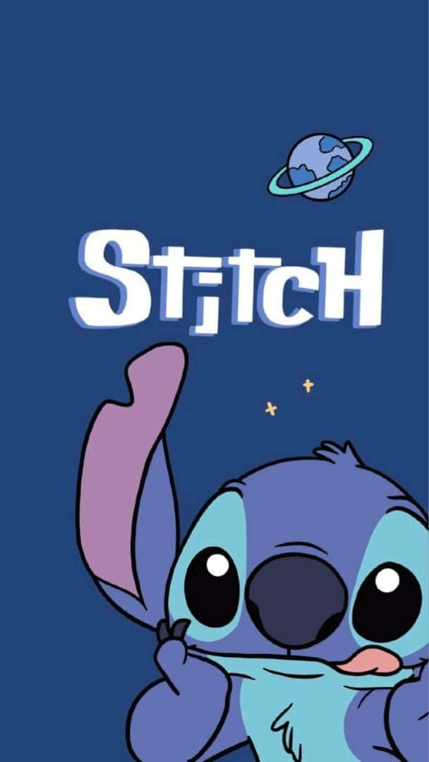 Stitch, blue alien, deep blue space backdrop, SD Phone Wallpaper