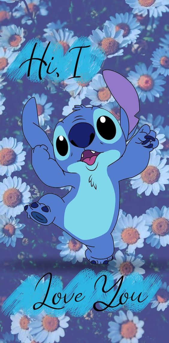 Stitch, white daisies, orange centers, SD Phone Wallpaper