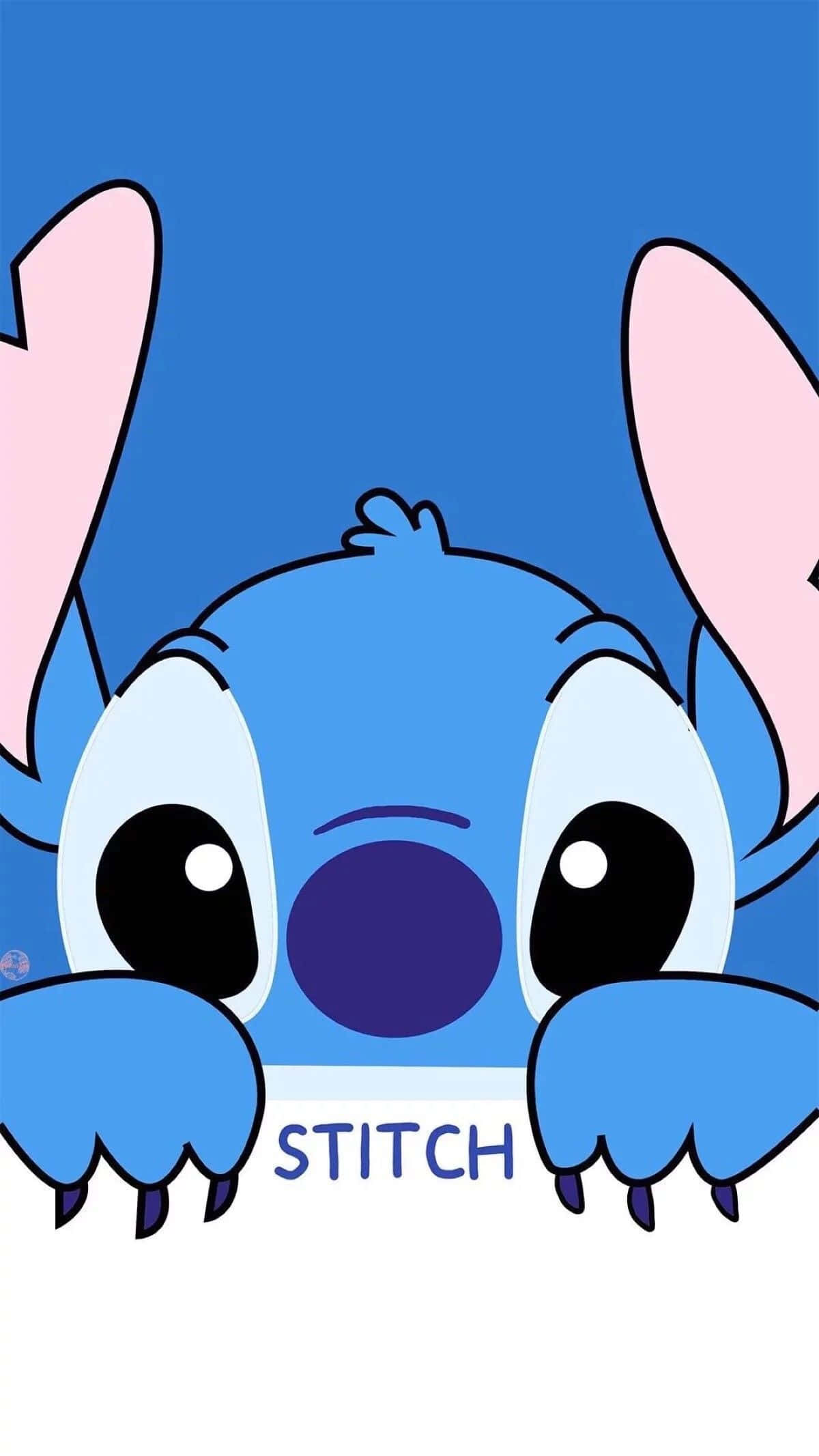 Stitch, blue cartoon alien, big eyes, Full HD Phone Wallpaper