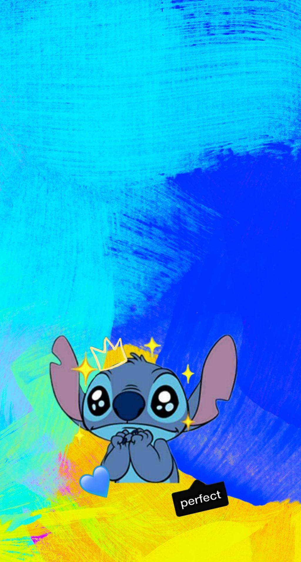 Stitch, blue alien, sparkly crown, HD Phone Wallpaper