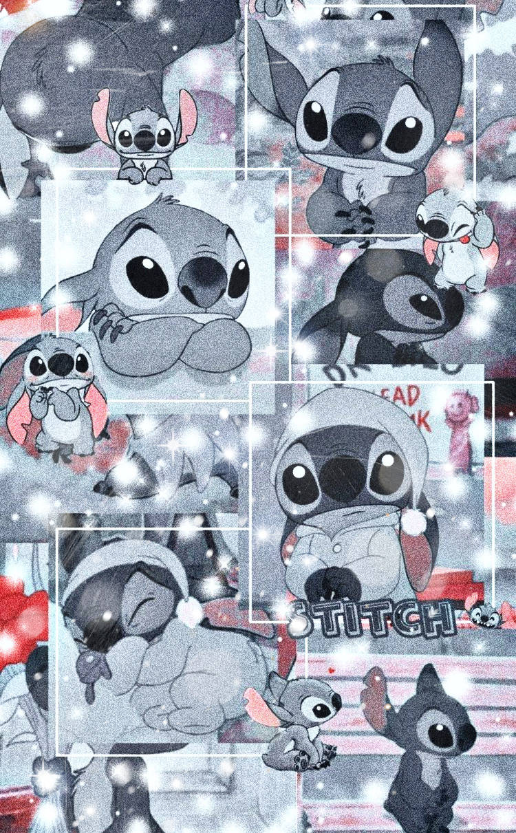 Stitch, sparkles, snowflakes, SD Phone Wallpaper