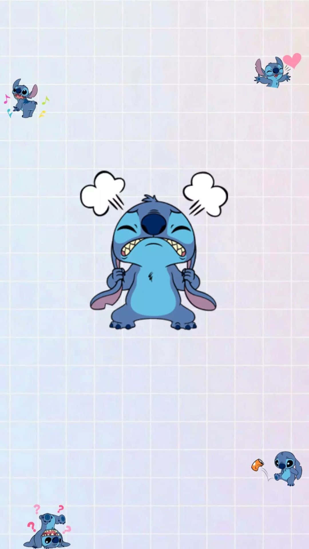 stitch, blue cartoon alien, steam clouds, Full HD Phone Wallpaper
