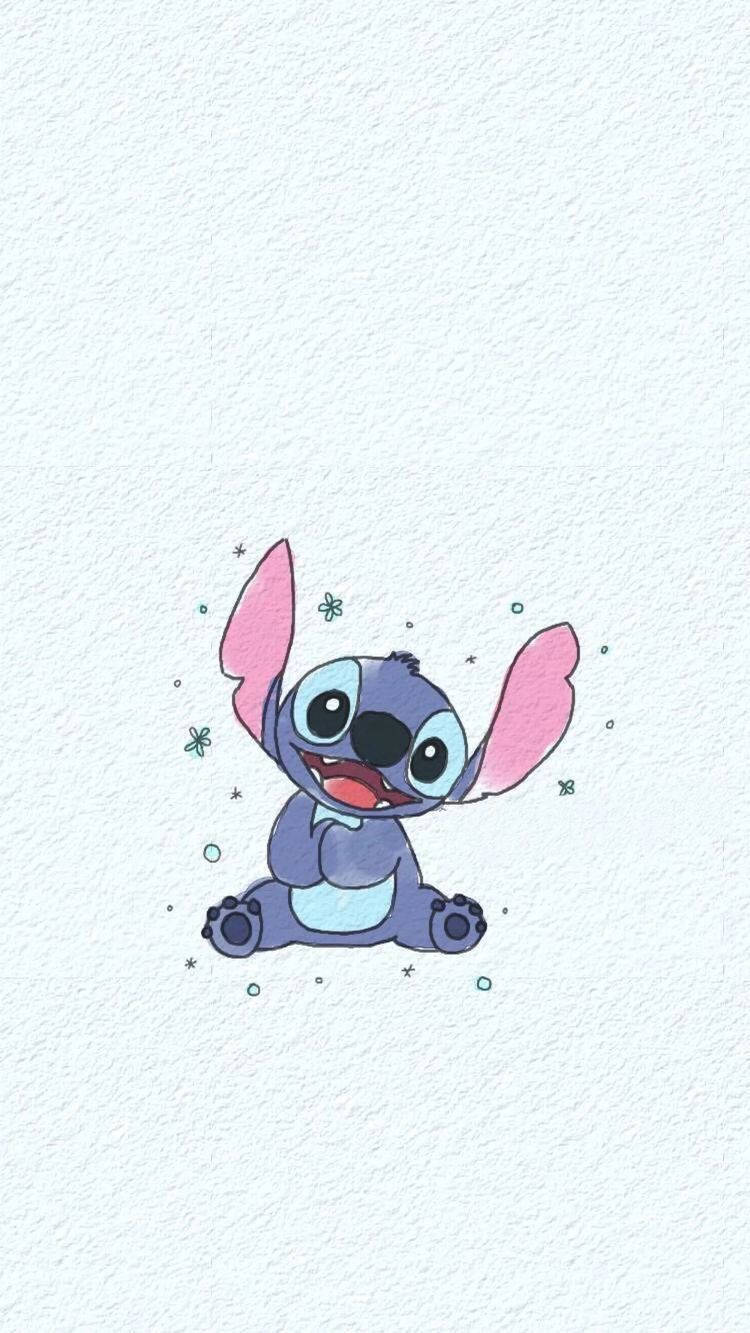 Stitch, blue alien, pink ears, HD Phone Wallpaper