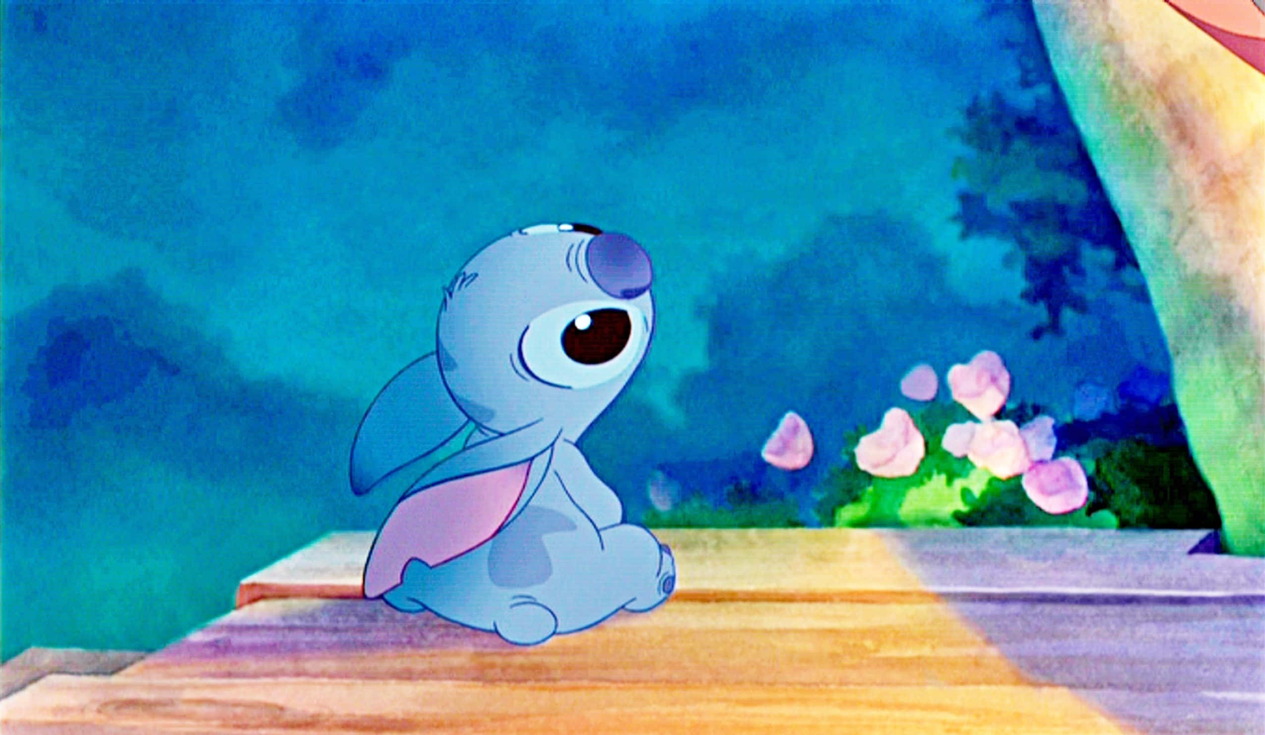 Adorable Stitch, blue alien, big eyes, Full HD Desktop Wallpaper