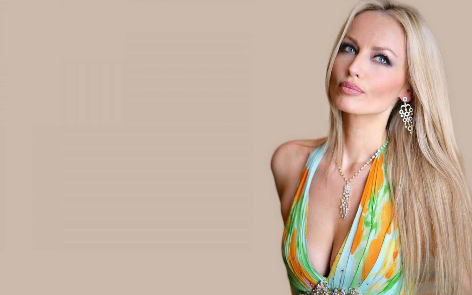 Adriana Sklenarikova, white dress, colorful floral dress, HD Desktop Wallpaper