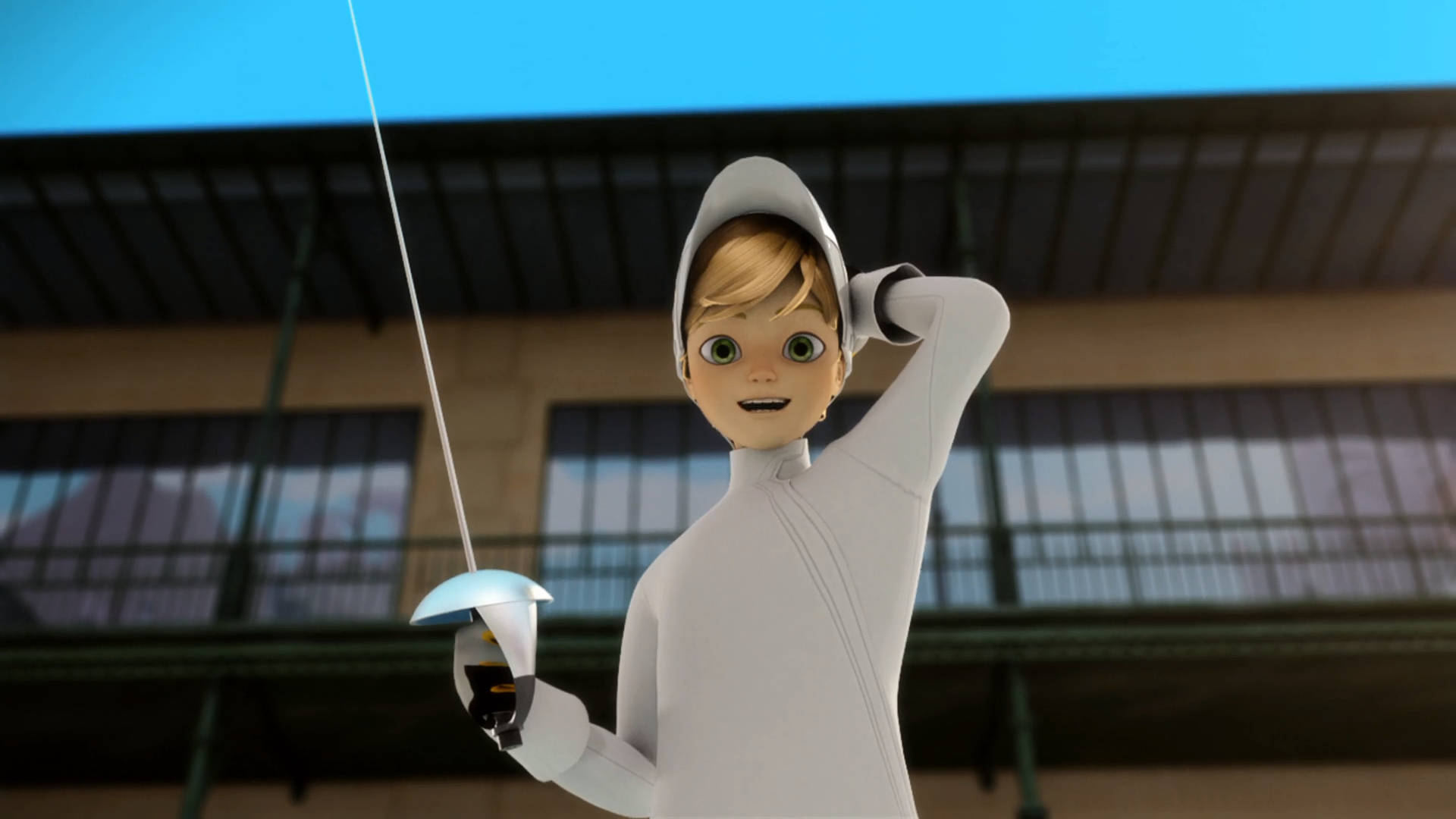 Adrien Agreste, fencing outfit, foil sword, Full HD Desktop Wallpaper