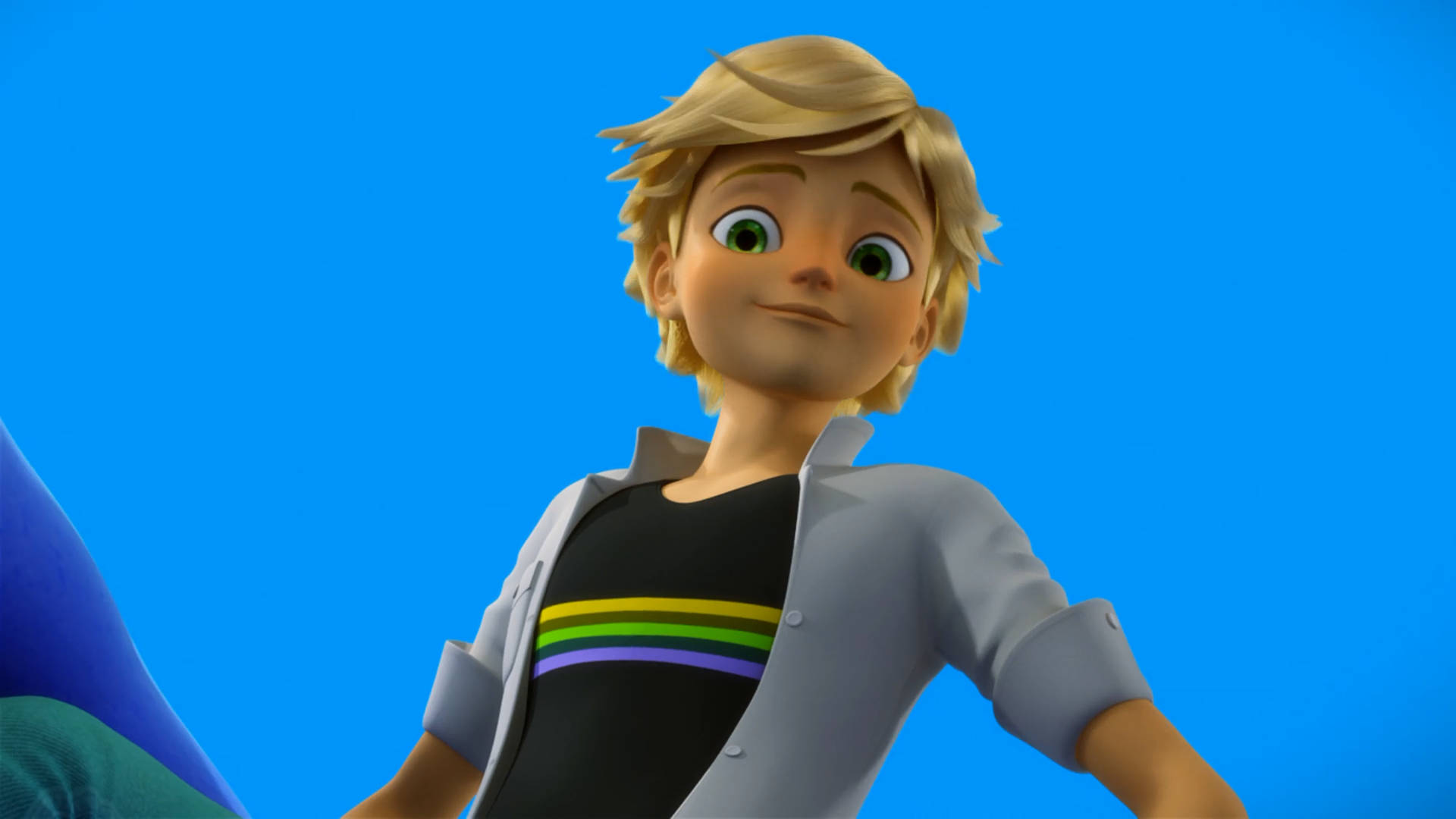 Adrien Agreste, Gorizilla, black shirt with rainbow stripes, Full HD Desktop Wallpaper