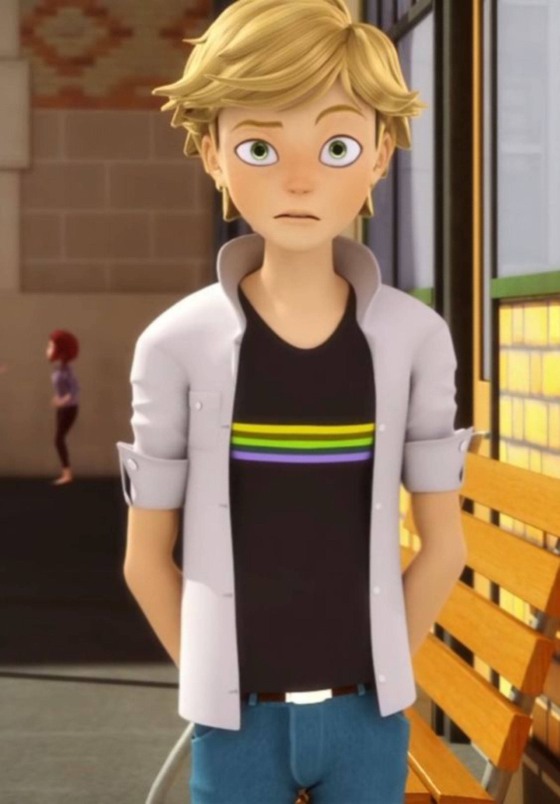 Adrien Agreste, blonde hair, green eyes, 2K Phone Wallpaper