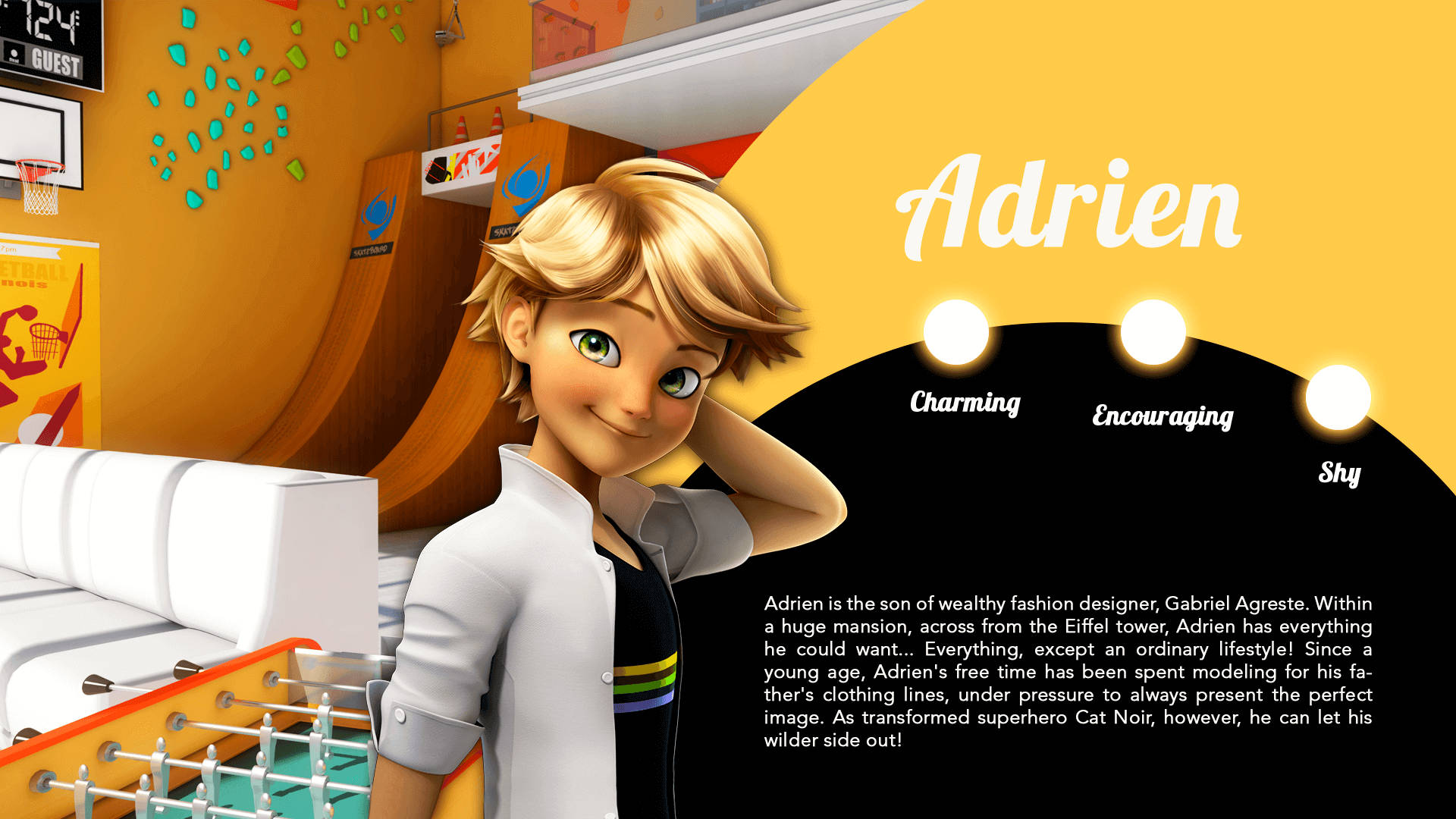 Adrien Agreste, blonde hair, colorful modern room, Full HD Desktop Wallpaper