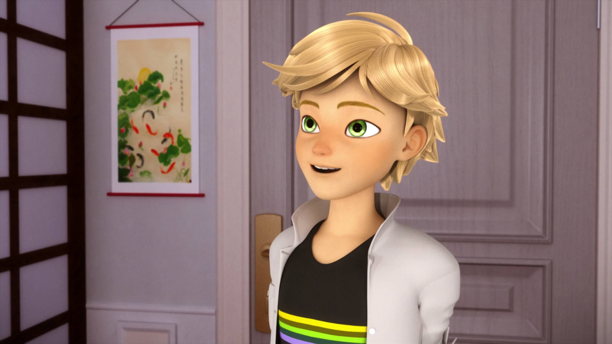 Adrien Agreste, Gamer Episode, Japanese-style door, Full HD Desktop Wallpaper