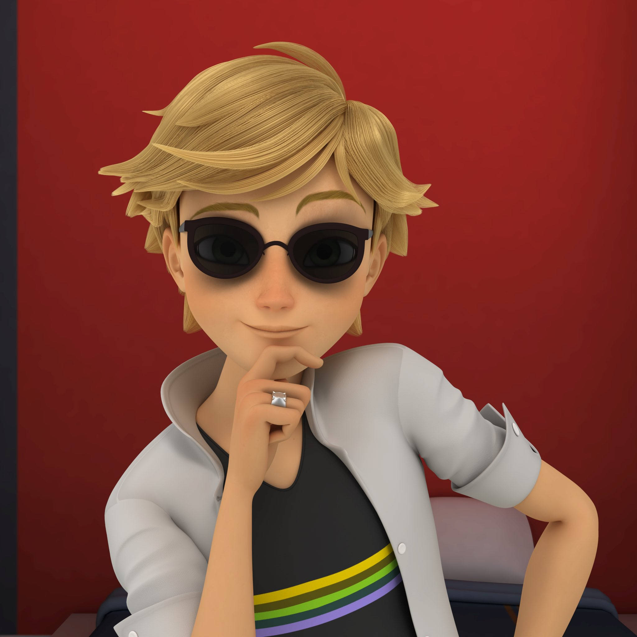 Adrien Agreste, black shades, blonde hair, Full HD Desktop Wallpaper