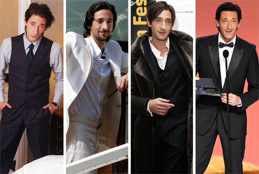 Adrien Brody, photo collage, stylish outfits, SD Desktop Wallpaper