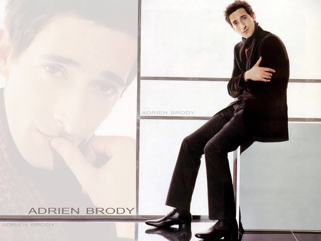 Adrien Brody, modern glass ledge, bright window, SD Desktop Wallpaper