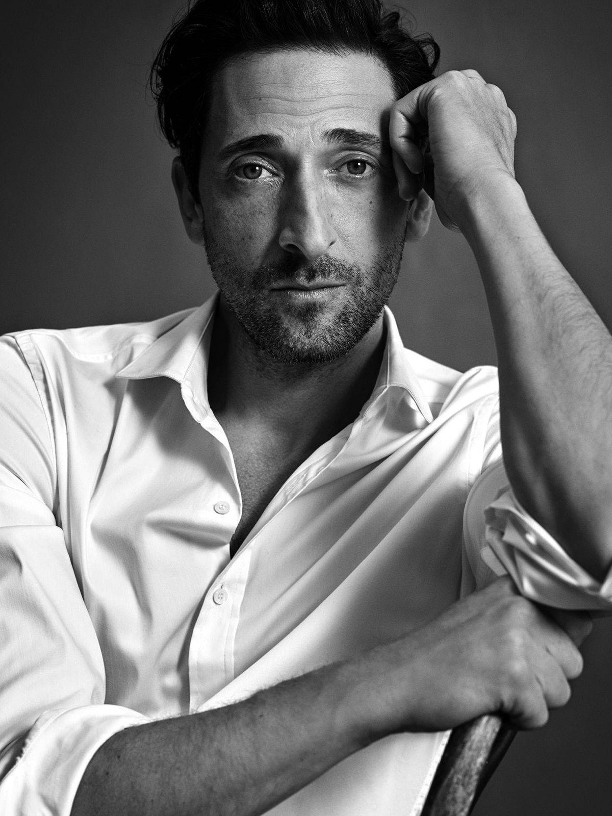 Adrien Brody, black and white portrait, beard, HD Phone Wallpaper