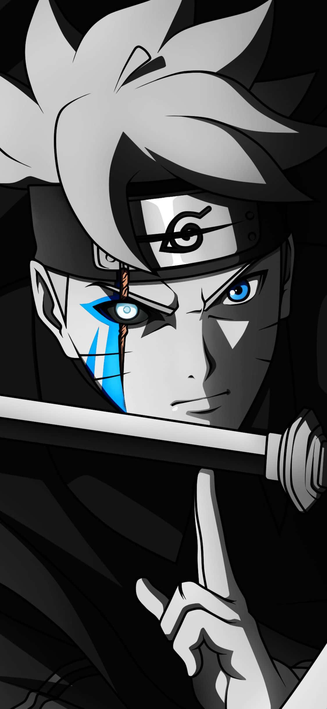 Adult Boruto, spiky white hair, blue eye, Full HD Phone Wallpaper