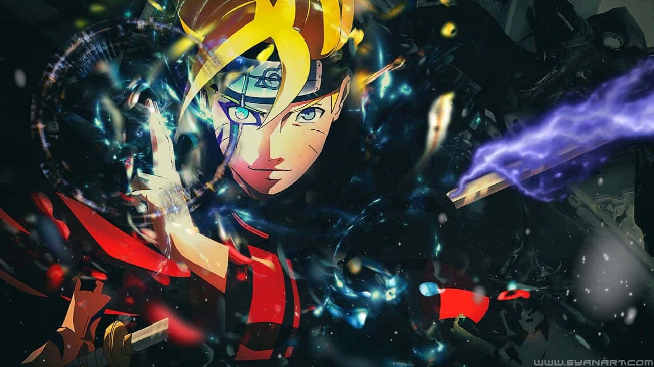 Adult Boruto, glowing blue chakra, purple lightning, HD Desktop Wallpaper