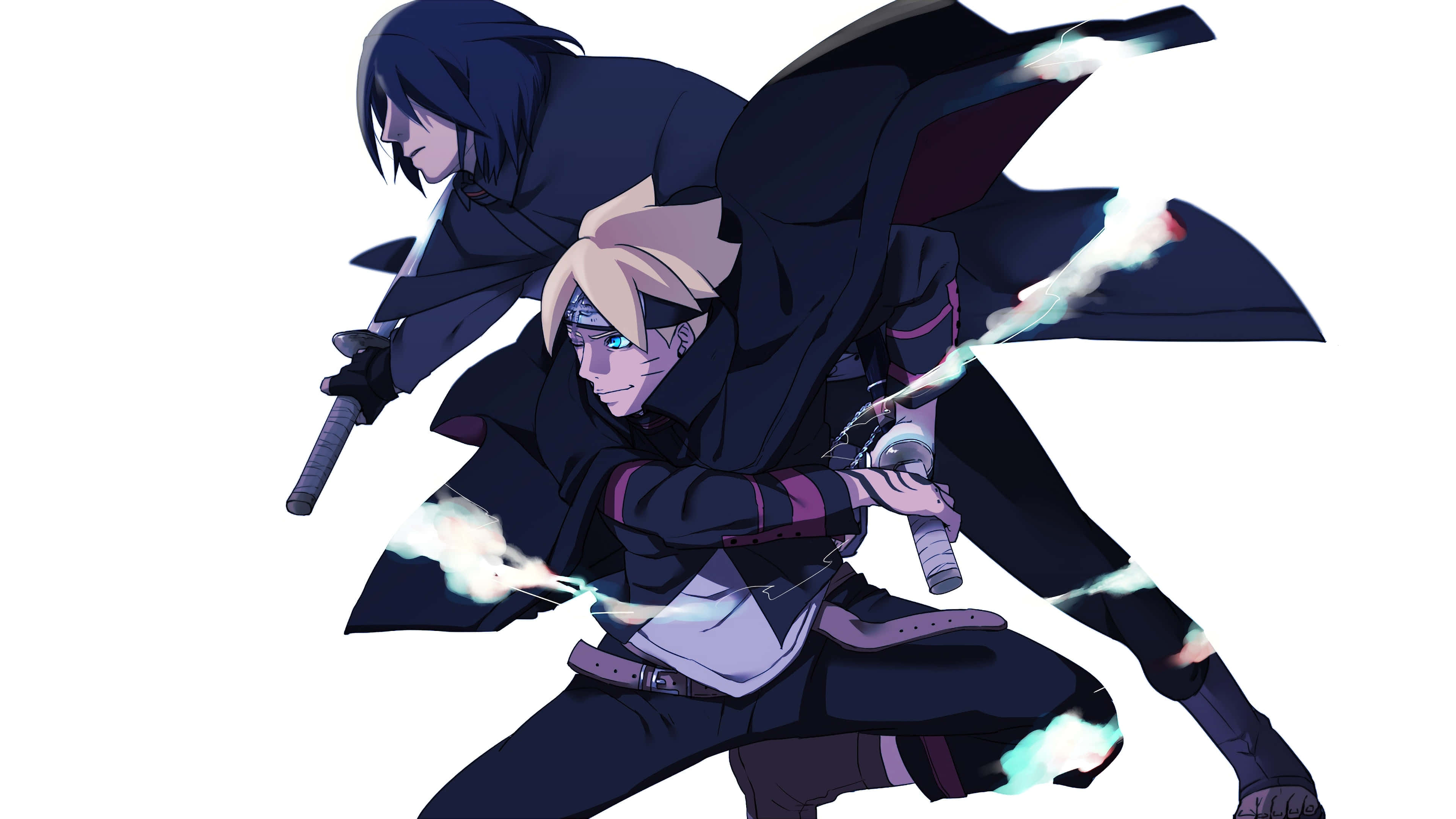 Adult Boruto, glowing chakra blades, anime ninja warriors, 4K Desktop Wallpaper