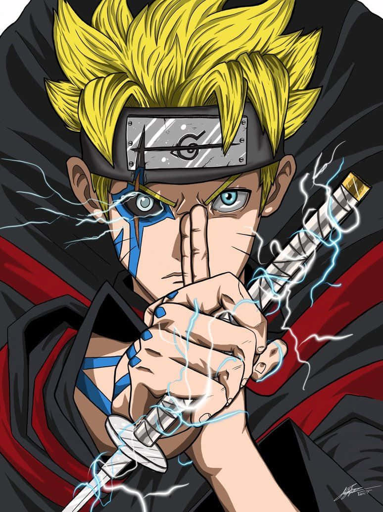 Adult Boruto, spiky blonde hair, blue eyes, SD Phone Wallpaper