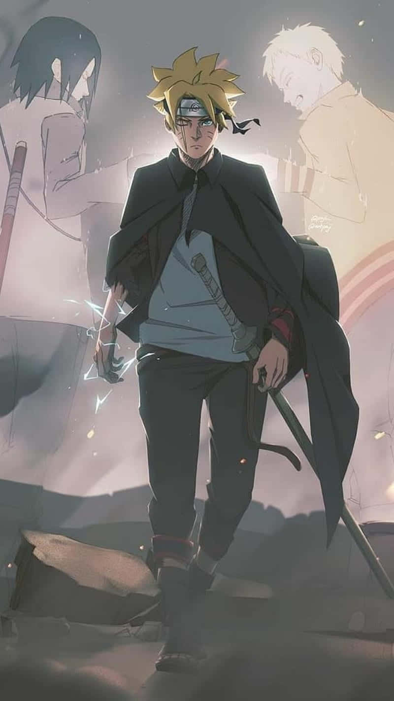 Adult Boruto, blonde anime warrior, black cloak, HD Phone Wallpaper