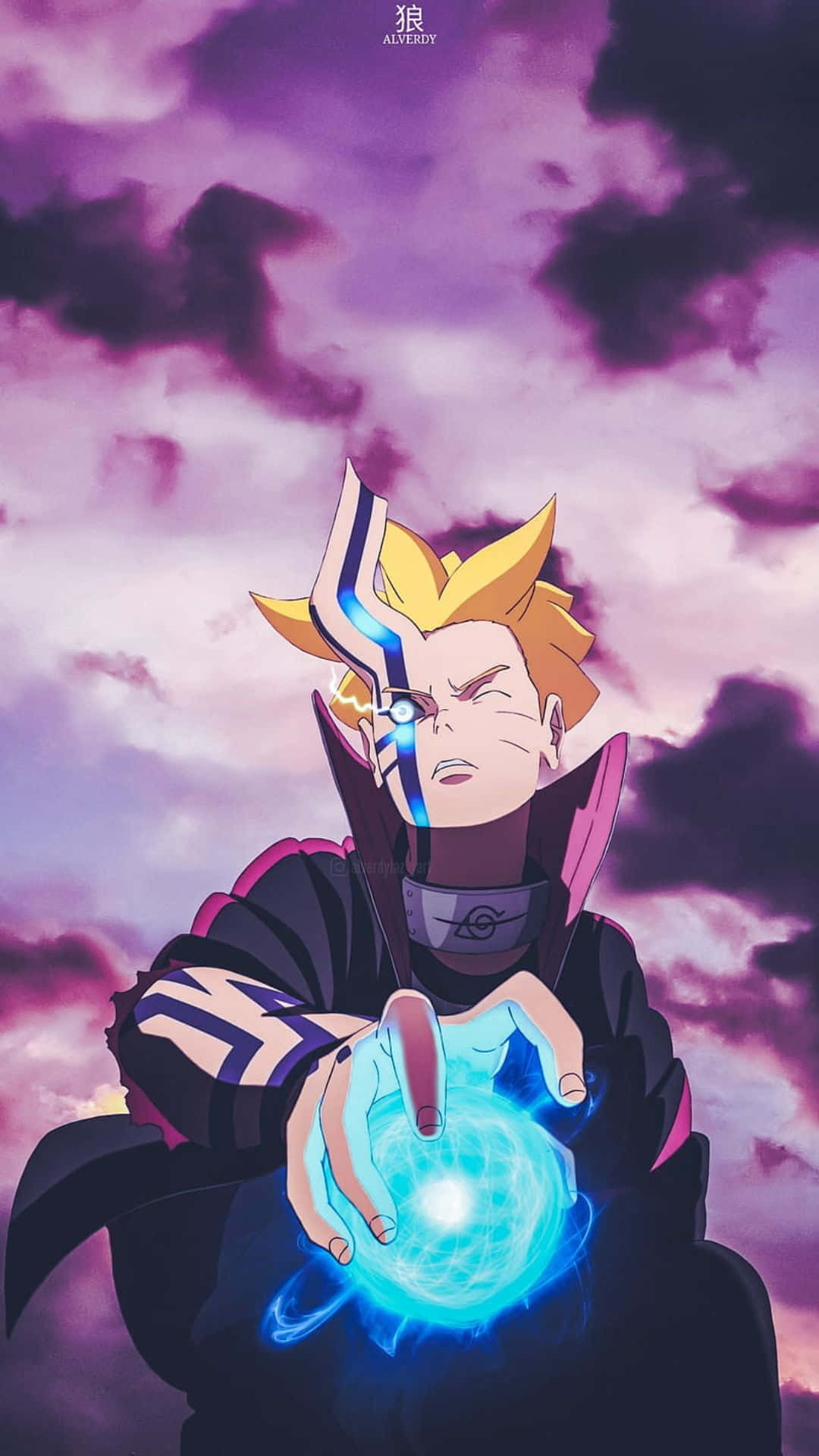 Adult Boruto, spiky blonde hair, glowing blue chakra sphere, Full HD Phone Wallpaper
