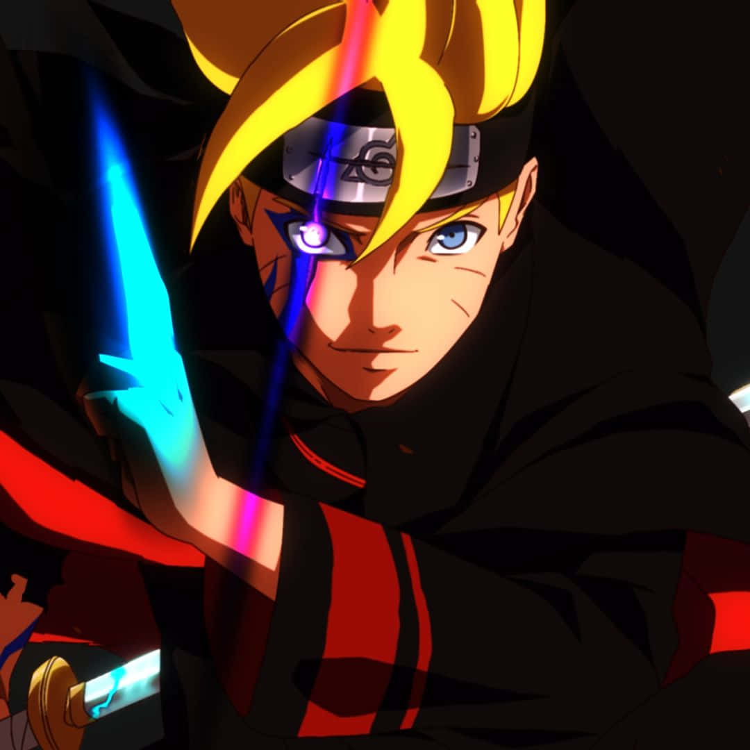 Boruto, glowing blue sword, dark background, SD Desktop Wallpaper