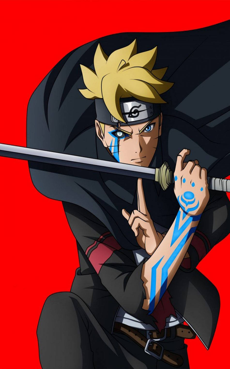 Boruto, black cloak, blue markings, HD Phone Wallpaper