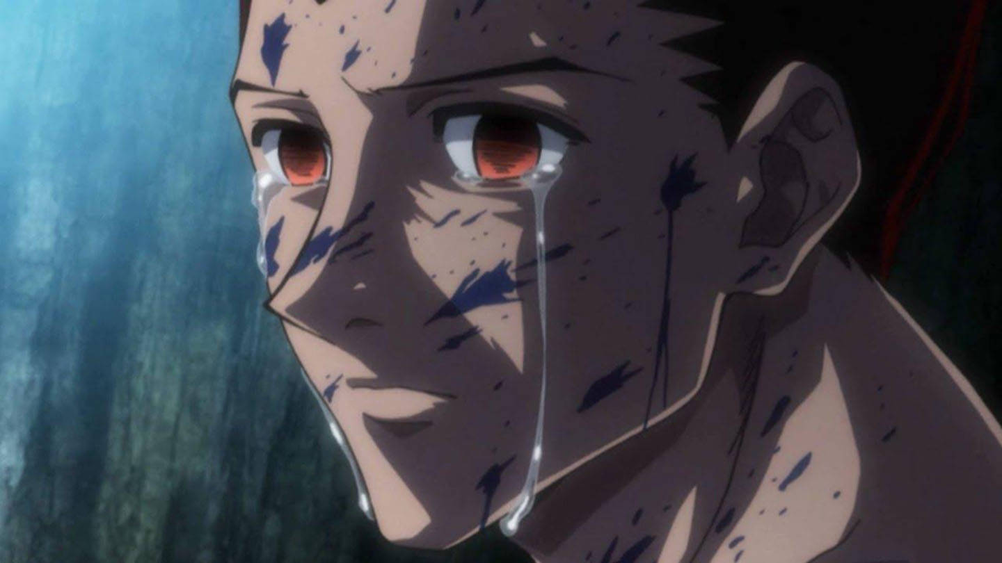 Adult Gon, red eyes, dark blue splatters, HD Desktop Wallpaper