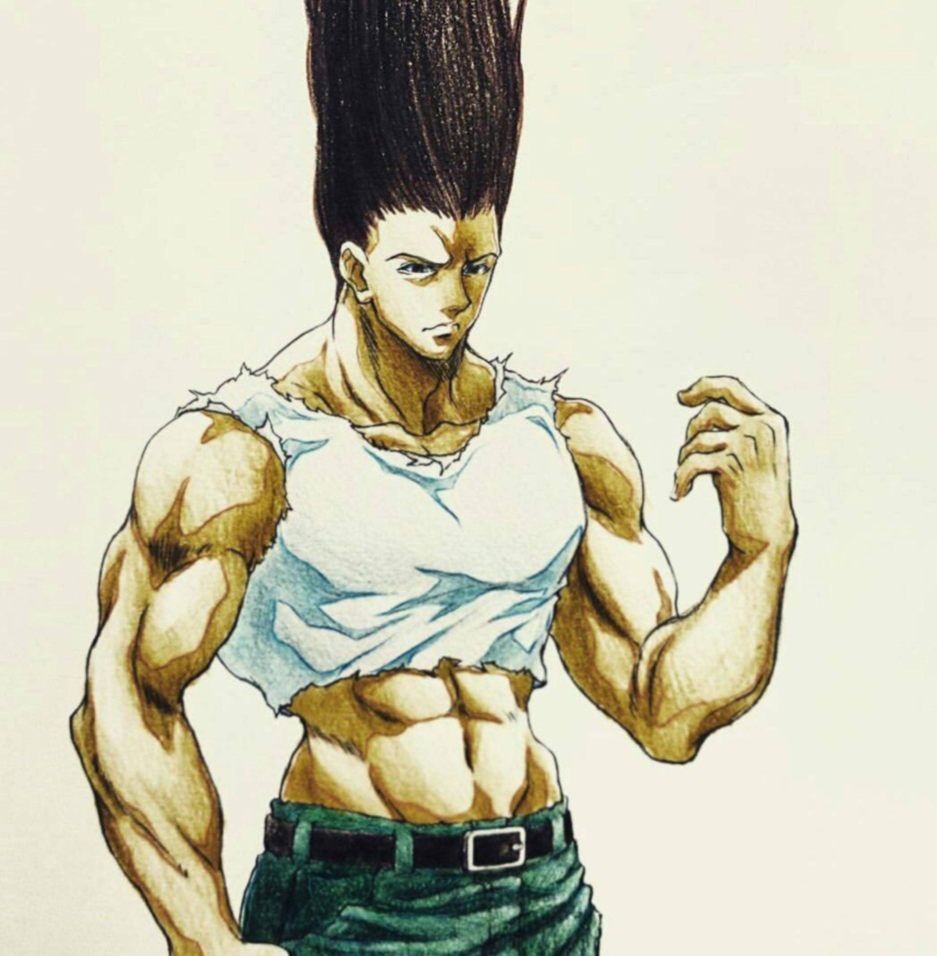 Adult Gon, spiked mohawk, muscular anime man, Full HD Phone Wallpaper
