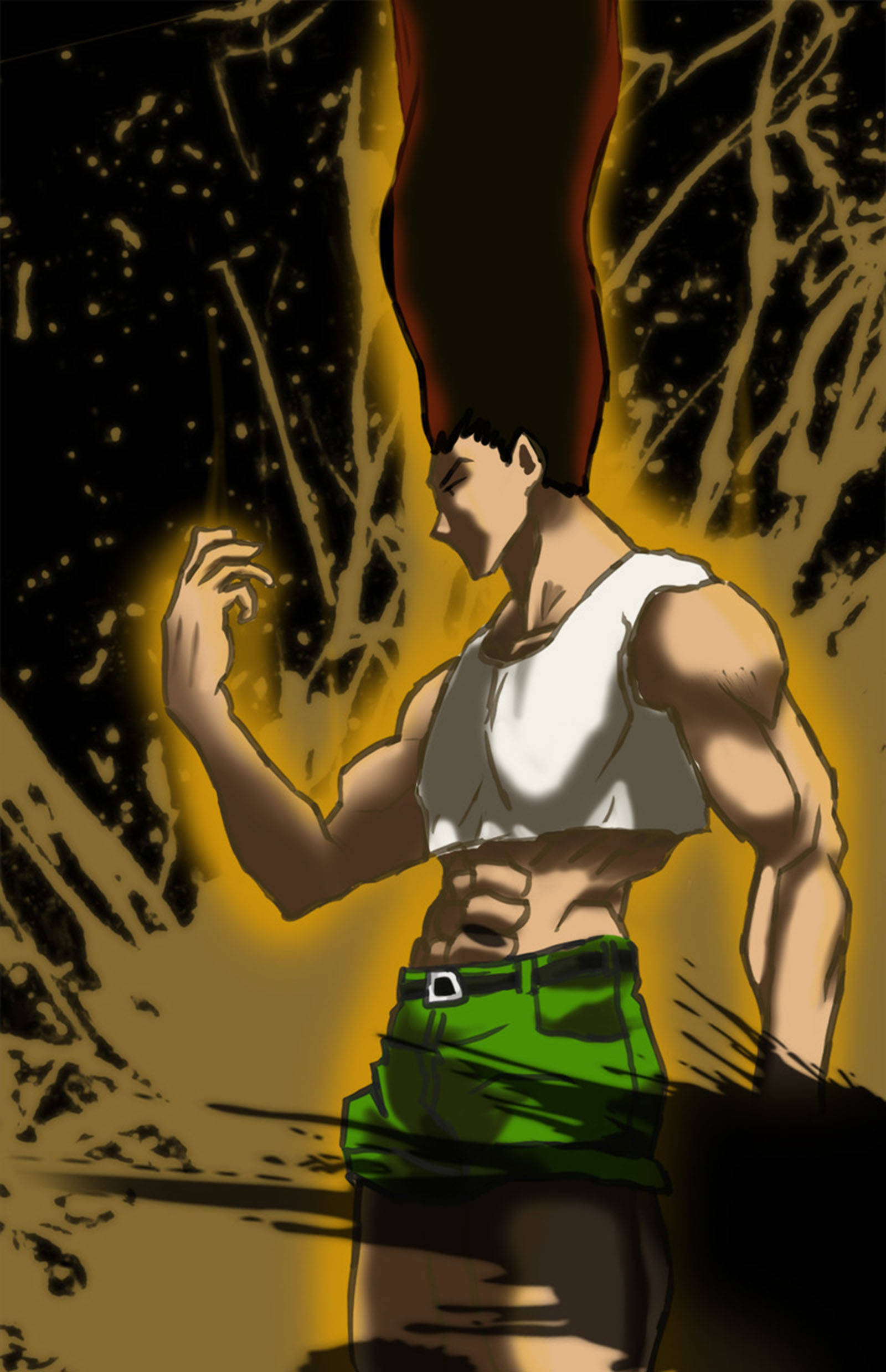 Adult Gon, white tank top, green shorts, Full HD Phone Wallpaper