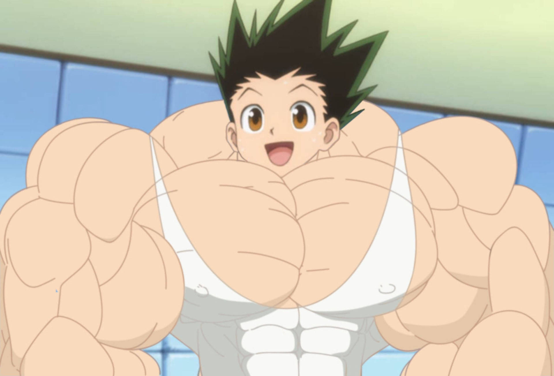 Adult Gon, spiky black hair, exaggerated muscles, Full HD Desktop Wallpaper