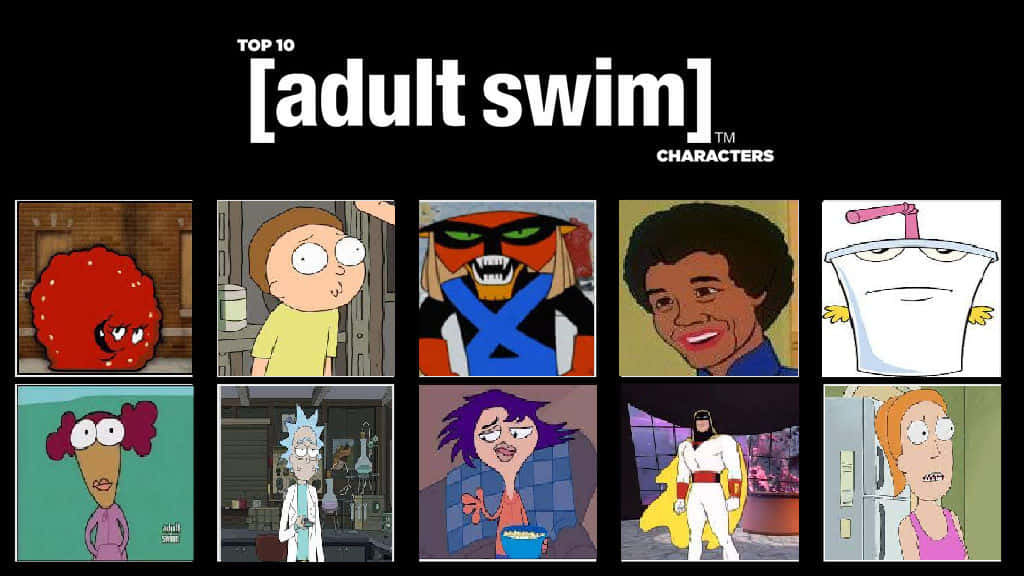 Adult Swim, Top Characters, black background, SD Desktop Wallpaper