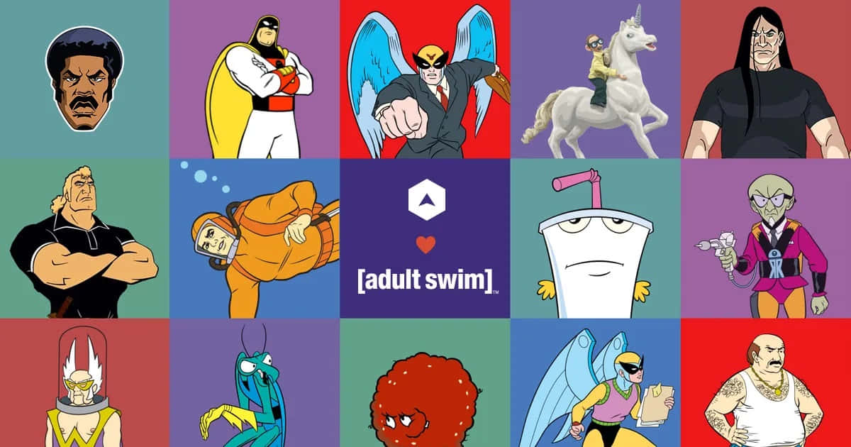 Adult Swim, cartoon characters, collage, SD Desktop Wallpaper