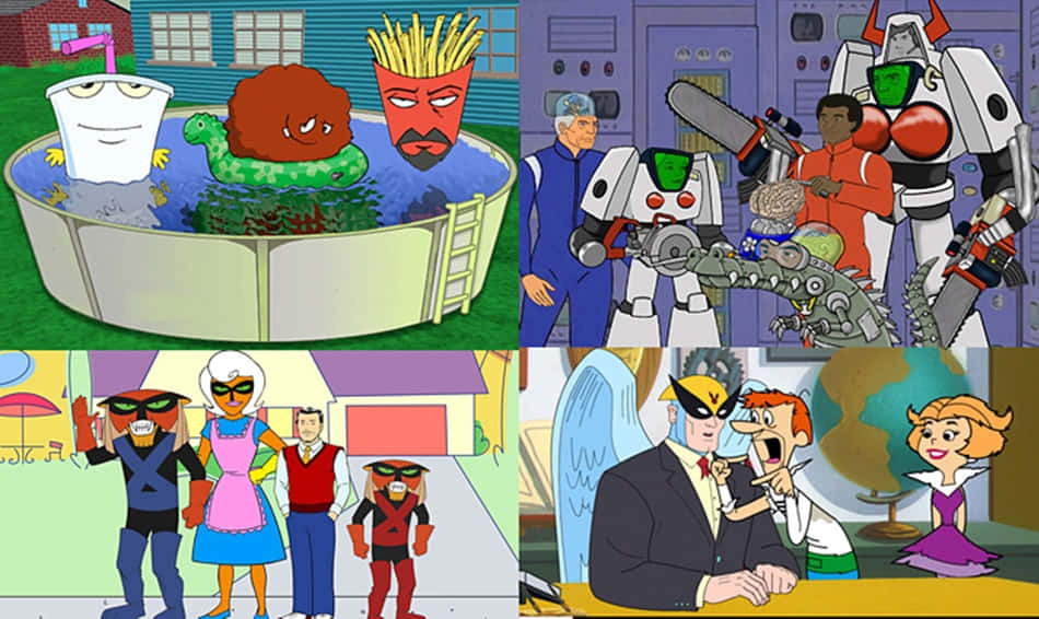 Adult Swim, cartoon panels, food personified, SD Desktop Wallpaper