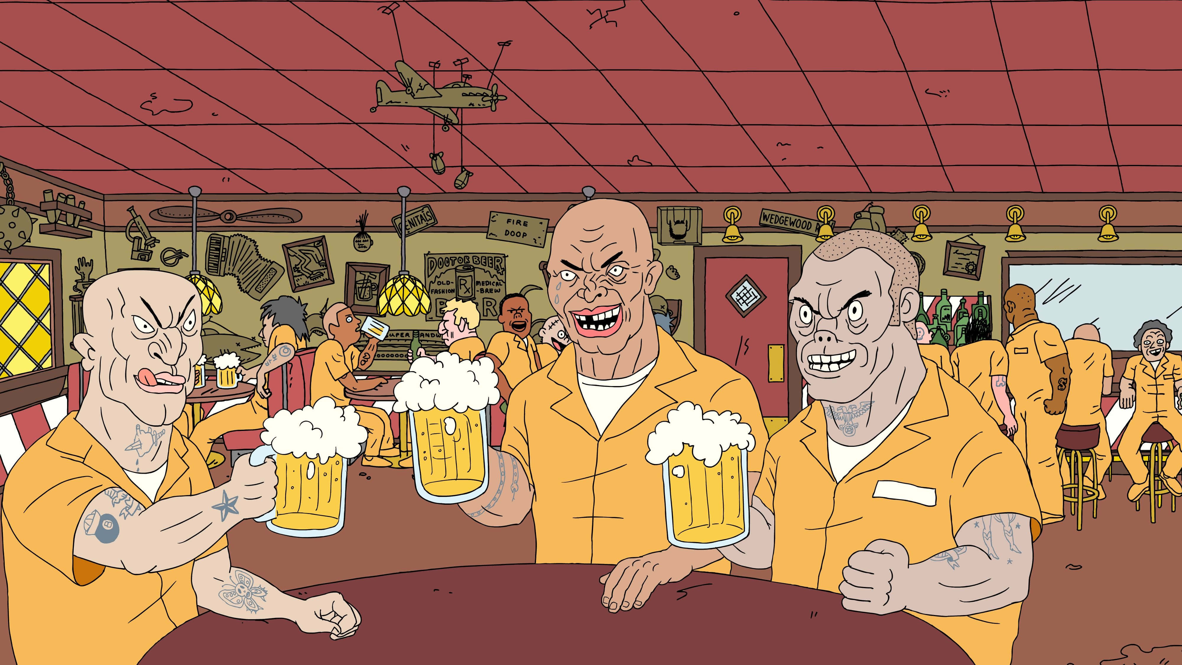 Adult Swim, orange jumpsuits, prison bar, 4K Desktop Wallpaper