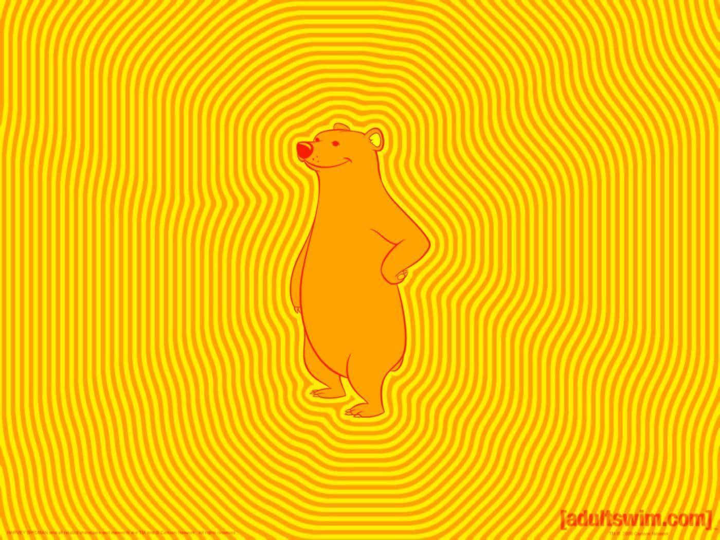 Adult swim, orange bear, vibrant yellow wavy background, HD Desktop Wallpaper