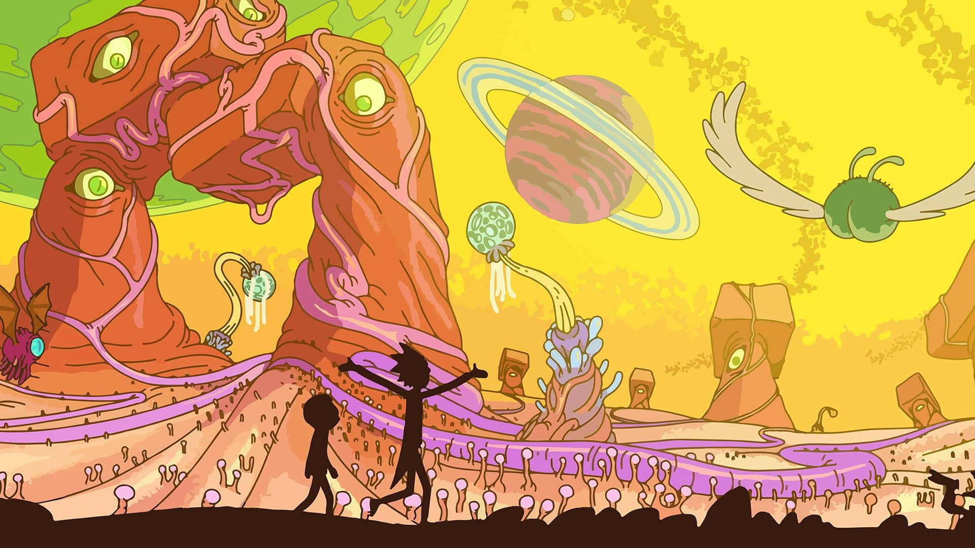 Adult Swim, surreal alien landscape, glowing eyes, Full HD Desktop Wallpaper
