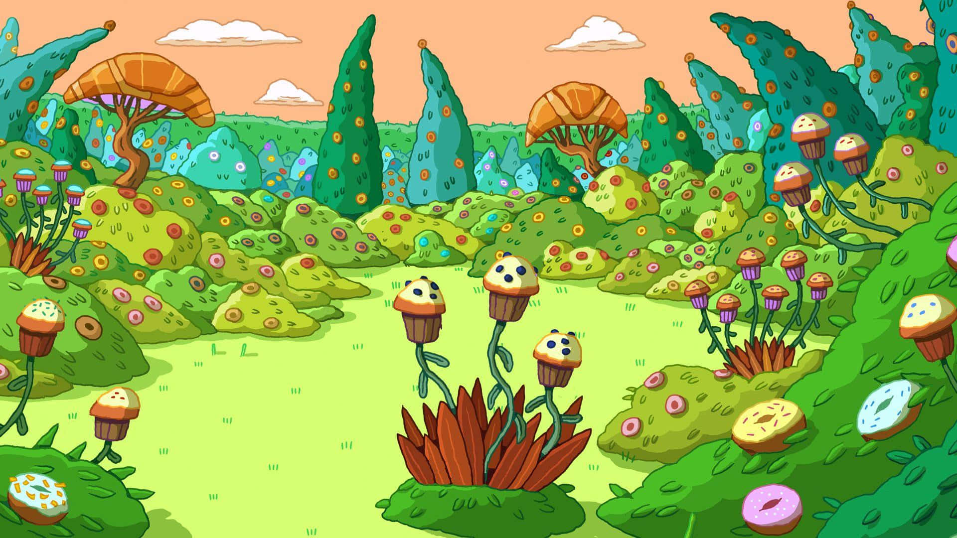Adventure Time, cupcake plants, croissant trees, Full HD Desktop Wallpaper