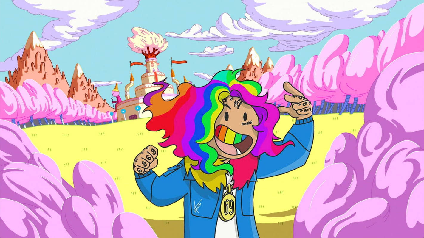 6ix9ine, Adventure Time, rainbow hair, HD Desktop Wallpaper