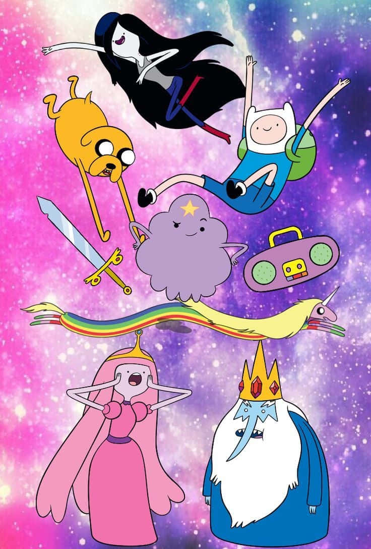 Adventure Time, iPhone, cosmic background, SD Phone Wallpaper